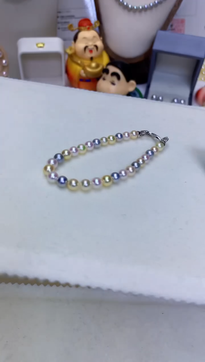 【闪购商品】海水珍珠饰品银S925镶嵌5-6糖果手链