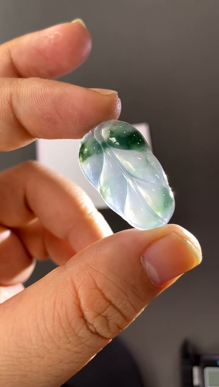 【闪购商品】定制翡翠18K金镶嵌叶子