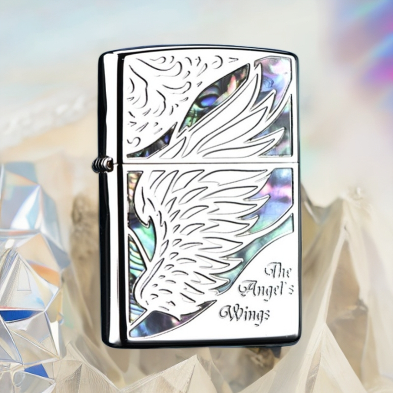 zippo打火机正品天使之翼镜面彩贝之宝煤油防风收藏送礼DYJ1