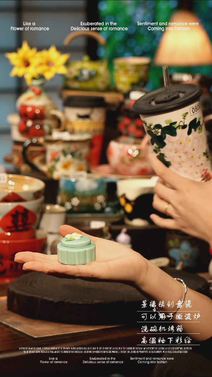 陶瓷随机景德镇高温釉下彩手工手绘款式