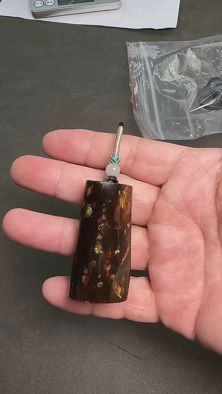 手串/手链小叶紫檀柳柳带金丝随型吊坠-2