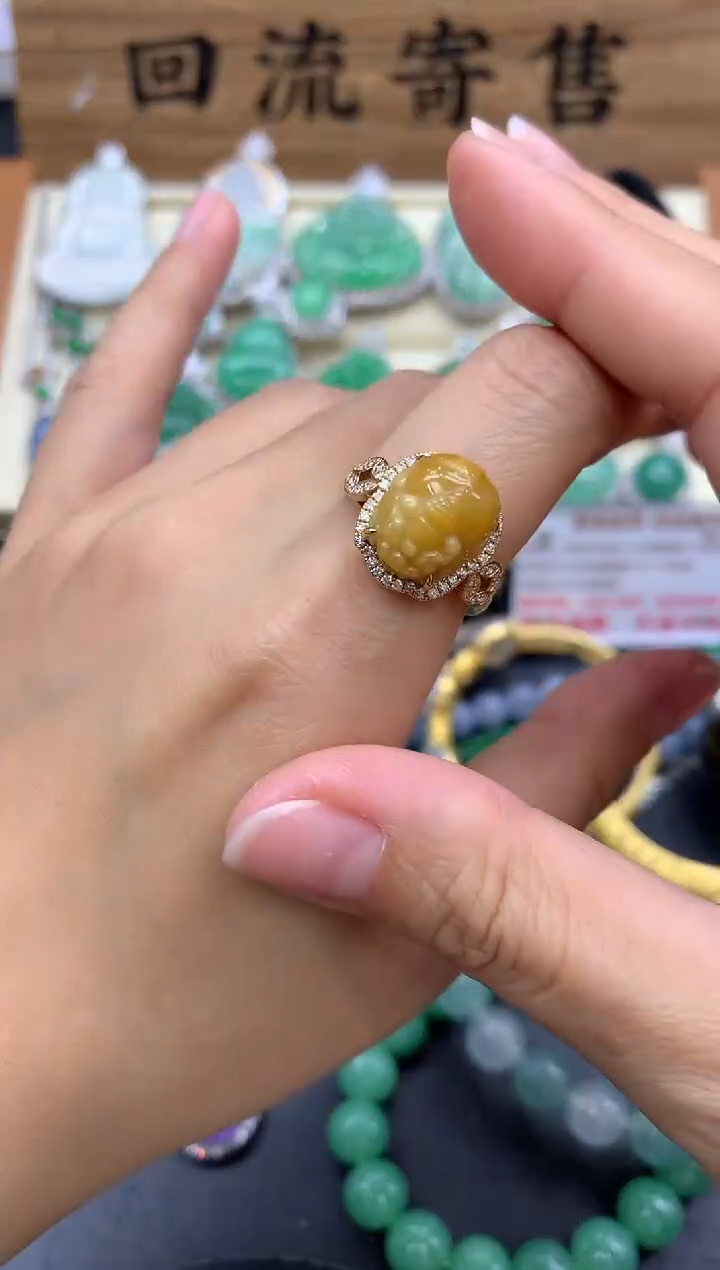 【闪购商品】翡翠戒指18K金镶嵌418-中国好珍宝