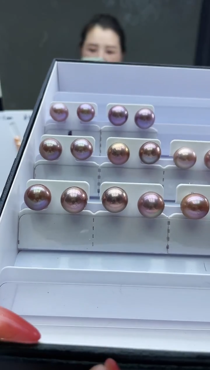 未镶嵌耳饰淡水珍珠紫色系耳饰