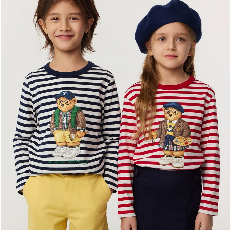 TeenieWeenie Kids小熊童装25年学院风印花条纹T恤TKLS255179I