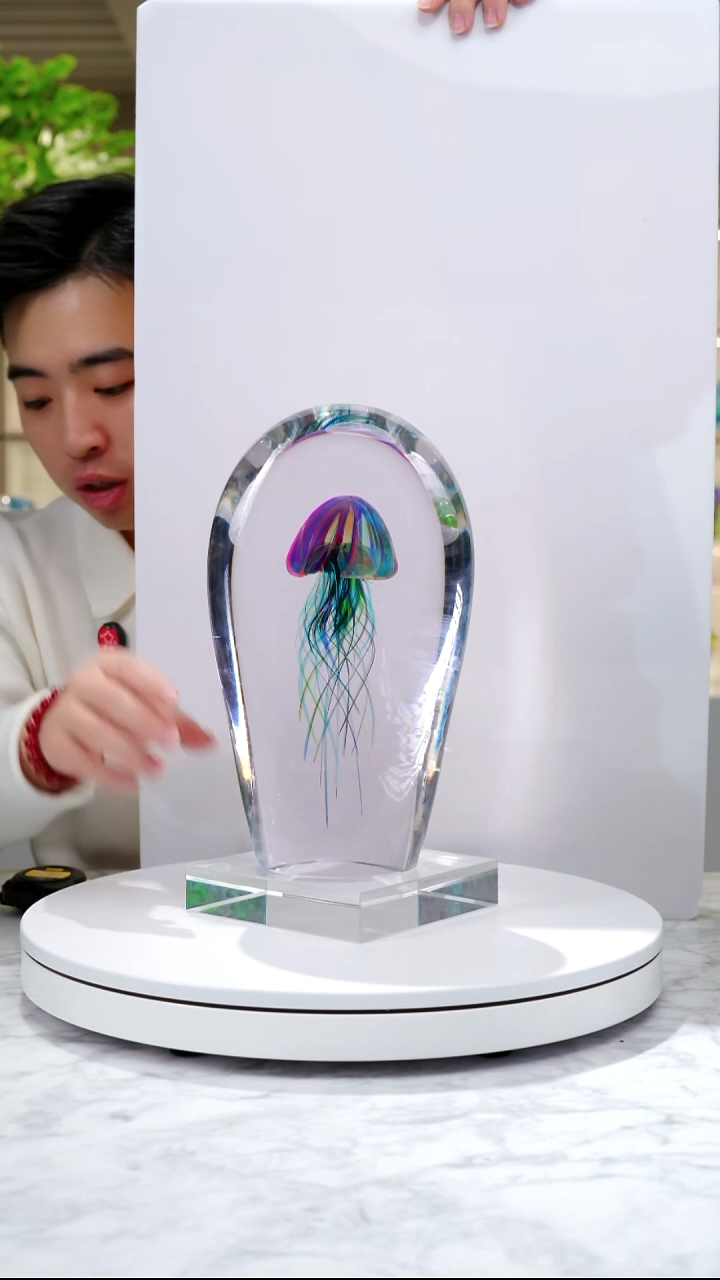 摆件金紫单头水母摆件+大号底座