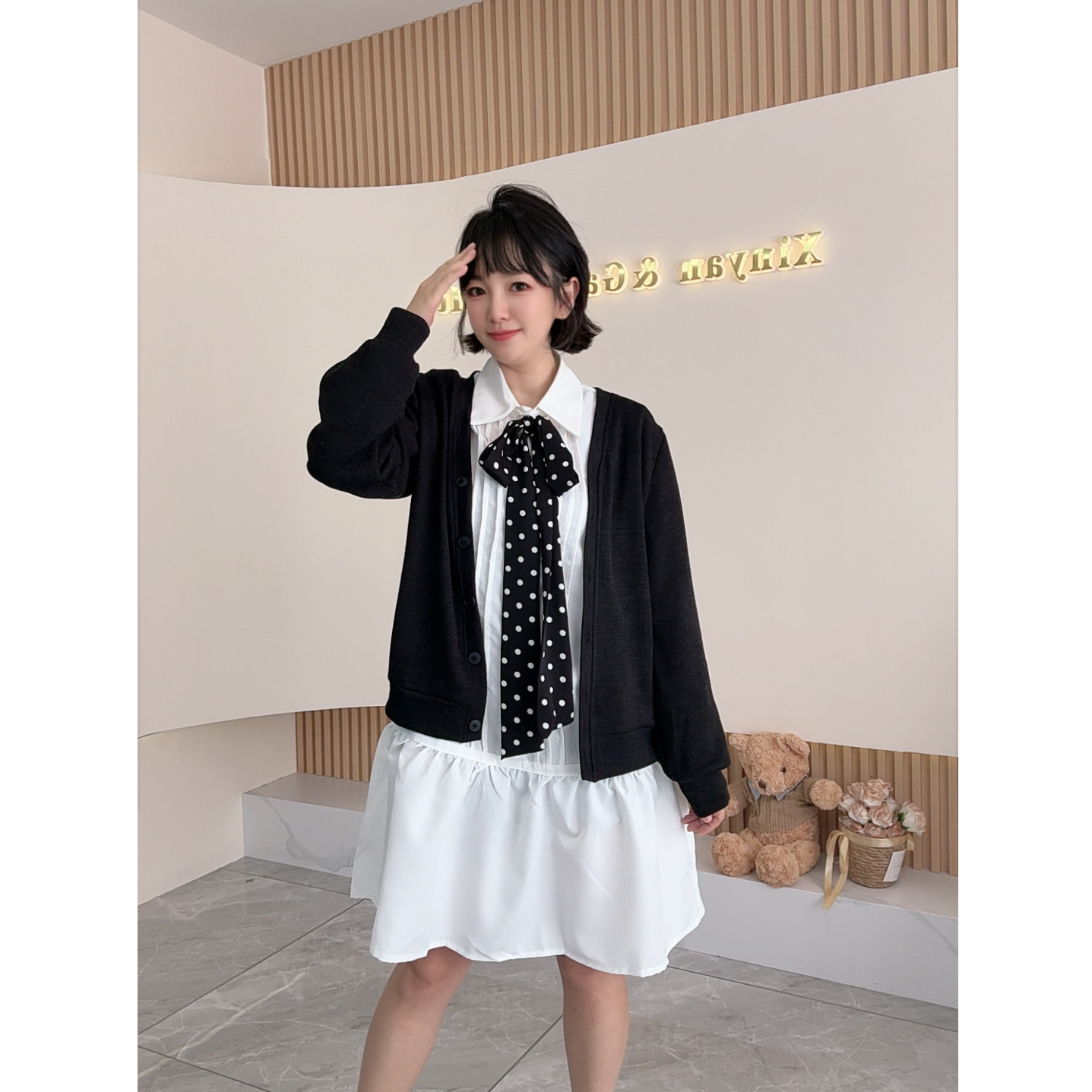 【之霖甄选】开衫慵懒风时尚套装INS风宽松假两件秋季日式休闲风