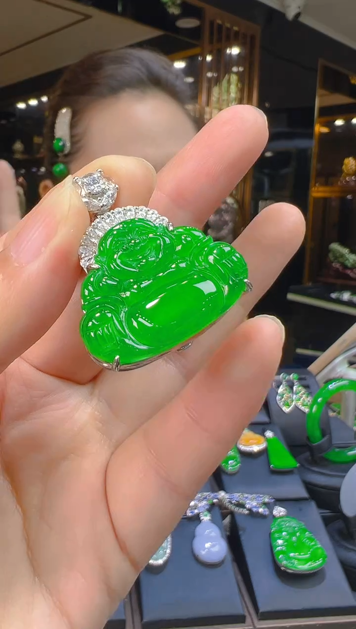 吊坠(赠链)银S925镶嵌翡翠023（多样性发其一）