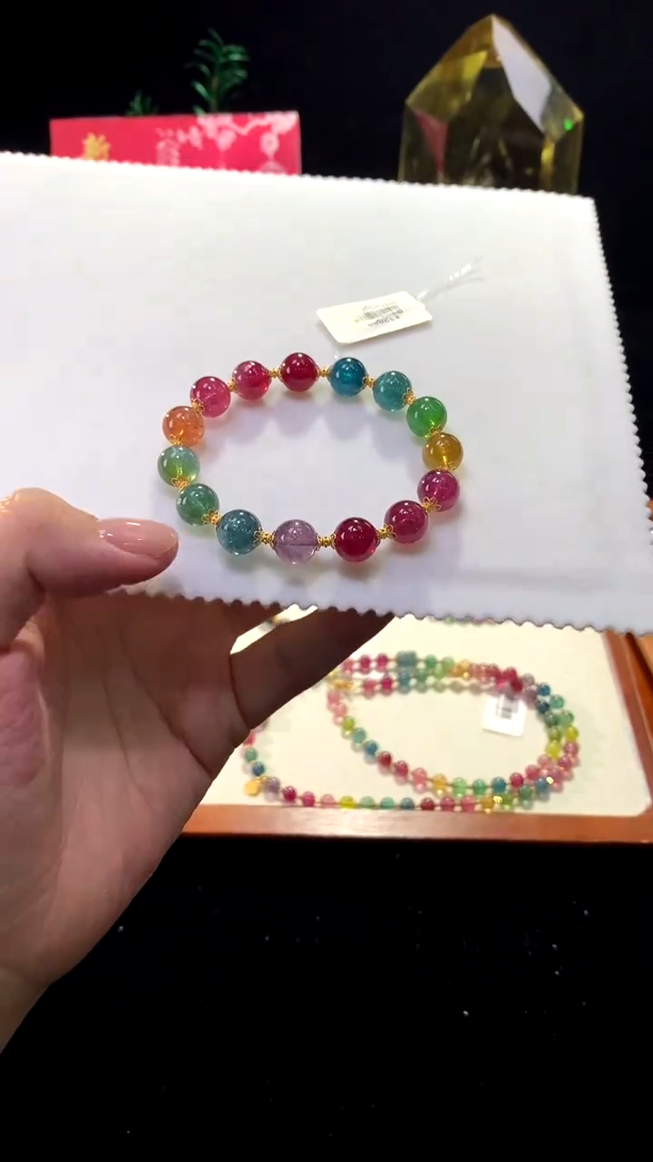 【闪购商品】碧玺手链未镶嵌【梦源珠宝】9m天然碧玺单圈手链