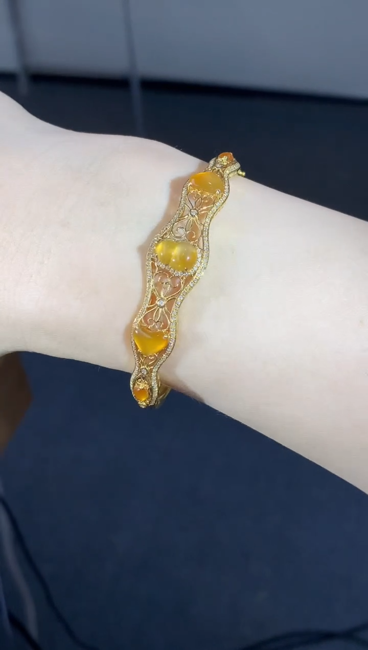 【闪购商品】翡翠手镯18K金镶嵌618-中国好珍宝