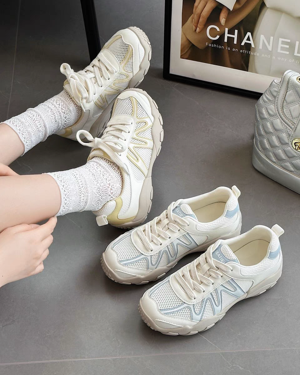 单网面阿甘鞋女2025夏季新款圆头软底薄款透气运动休闲德训鞋