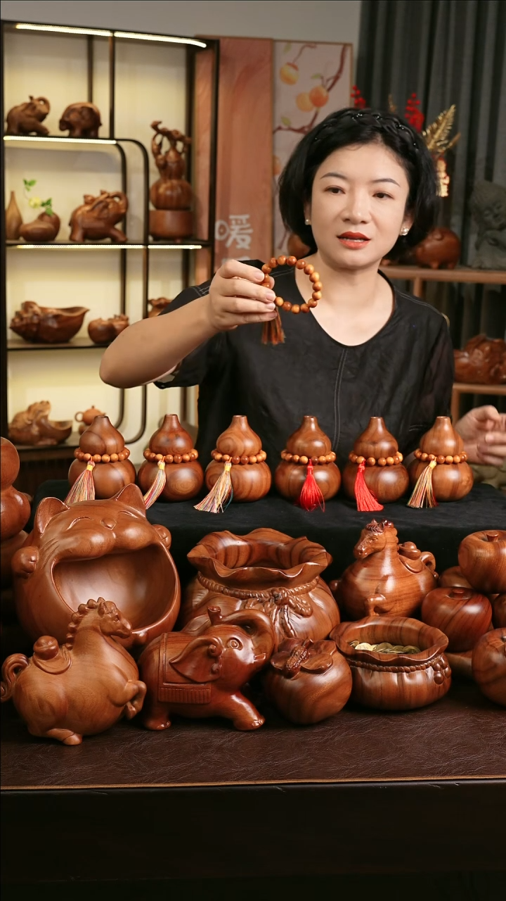 木MB063-1葫芦摆件带崖柏手串