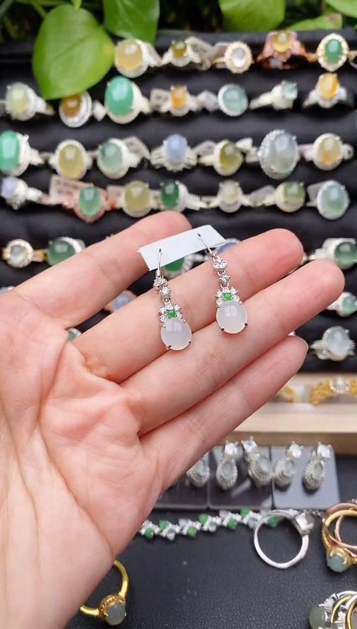 【闪购商品】翡翠戒指银S925镶嵌缅甸天然A货翡翠88  5-