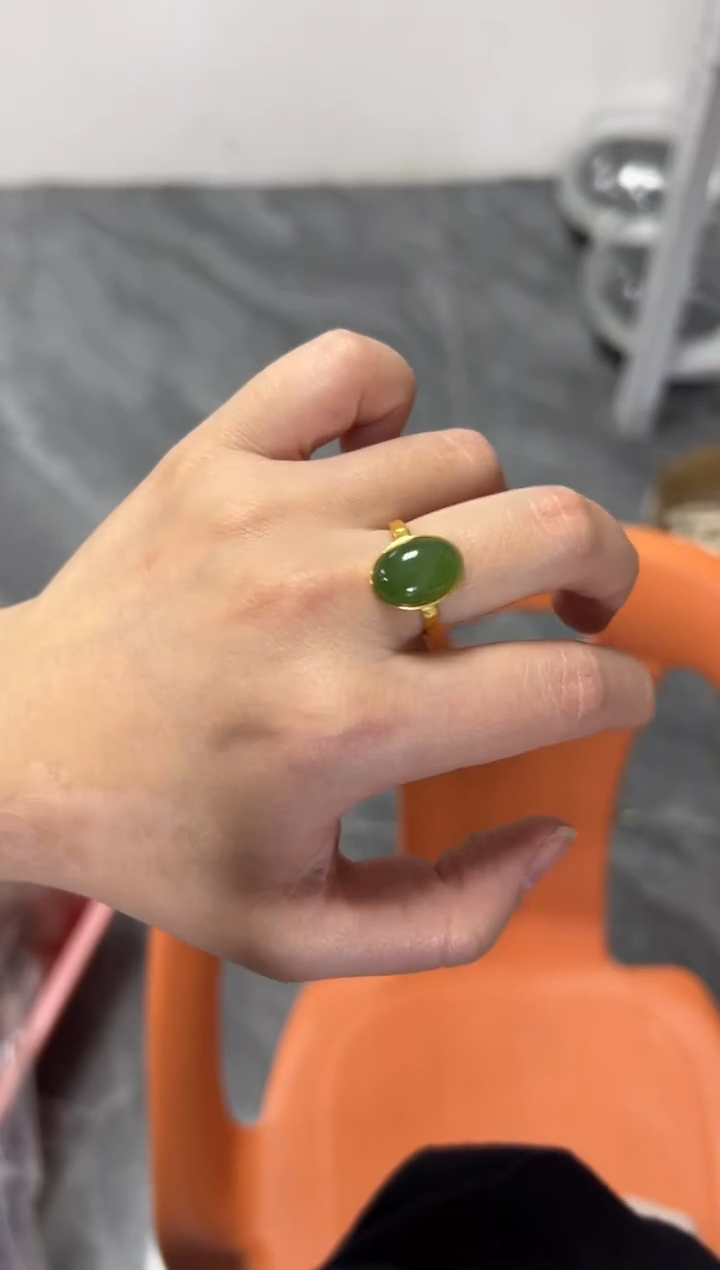 银S925镶嵌戒指和田玉和田玉蛋面银戒指[多样发其一]