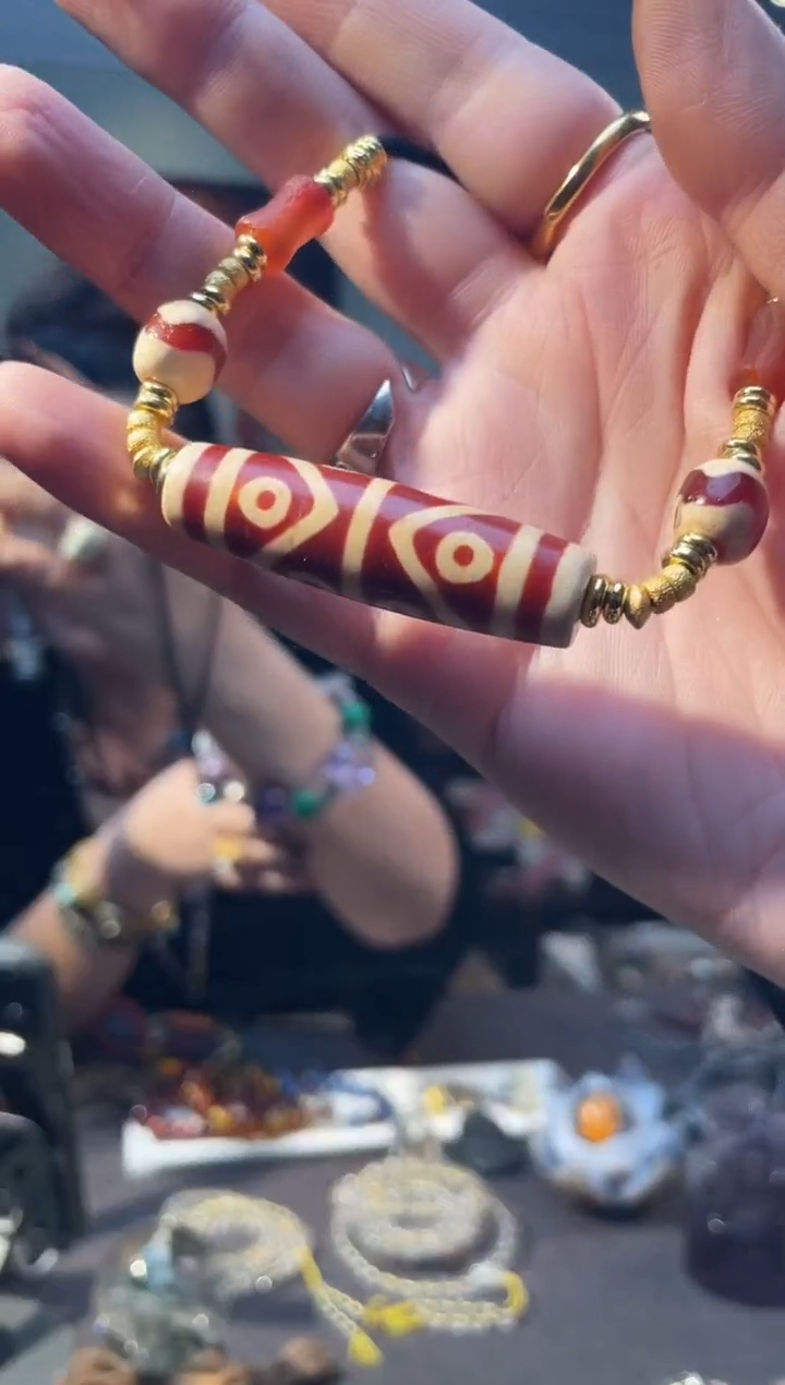 琉璃/树脂/塑料类水纹八眼项链