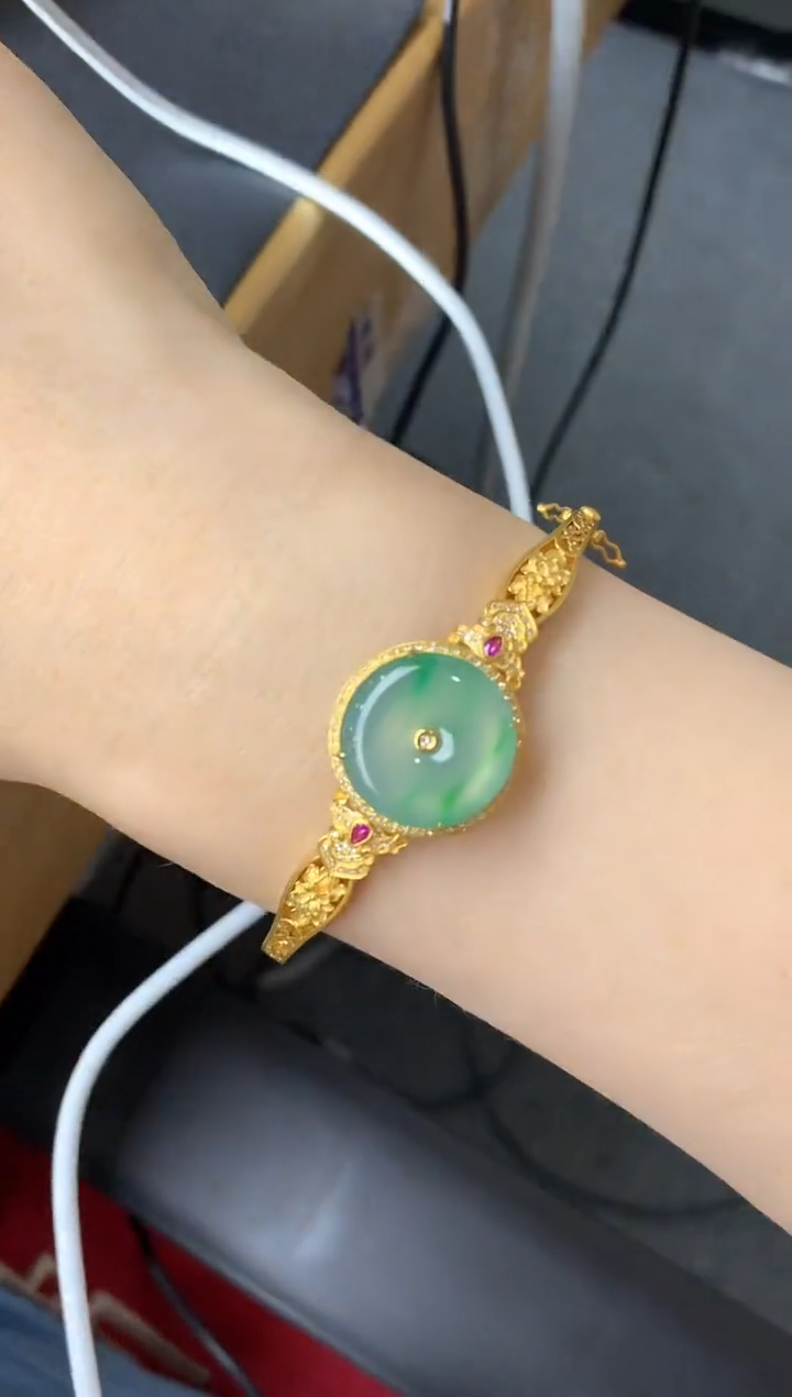 翡翠手镯18K金镶嵌617-中国好珍宝