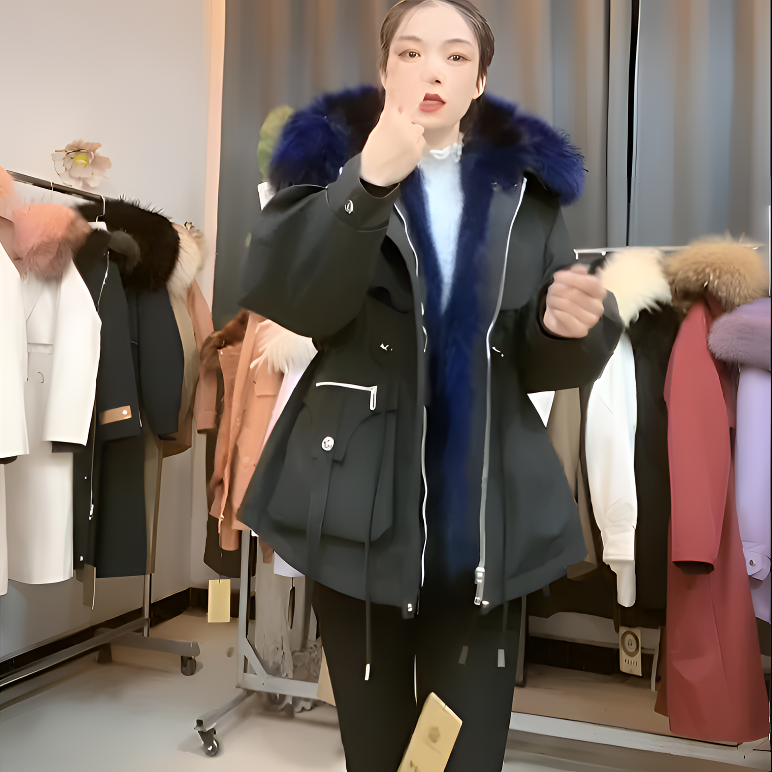 编号501-600号 新款48狐狸毛大毛领可拆卸女士派克服连帽百搭时尚