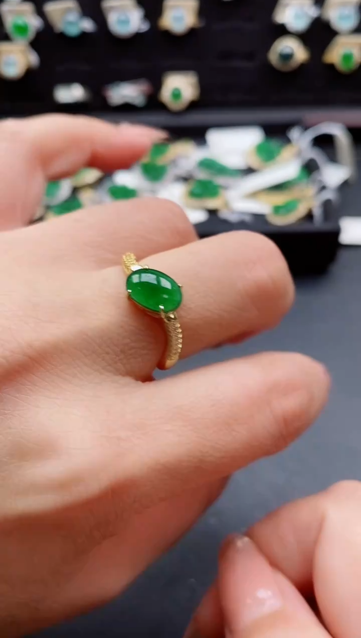 银S925镶嵌戒指翡翠1