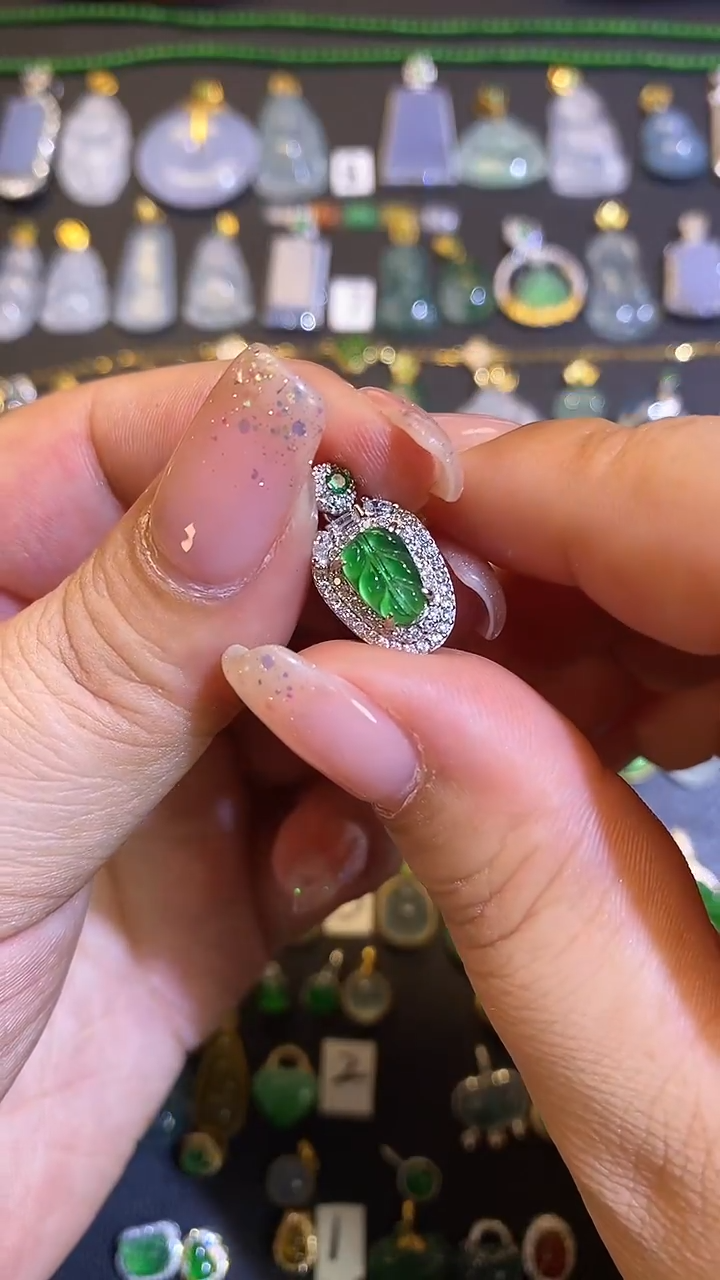 翡翠银S925镶嵌吊坠(不含链)1