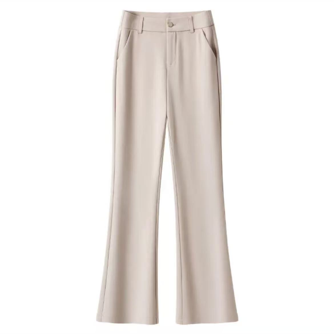 2024夏季新款修身纯色微喇裤时尚百搭显瘦休闲女裤子2407