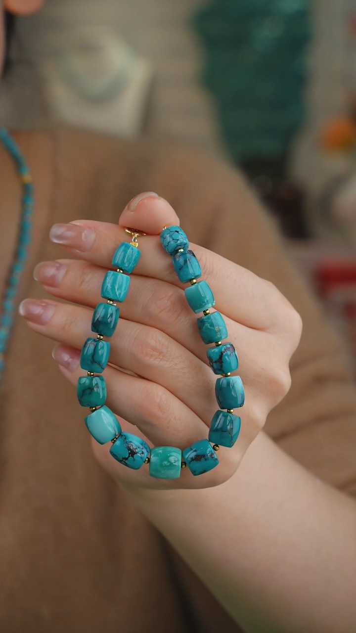 【闪购商品】绿松石手链银S925镀金镶嵌1