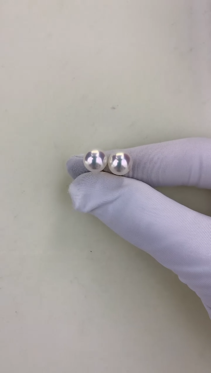 18K金镶嵌DA海水珍珠 GD015 8-8.5 素钉