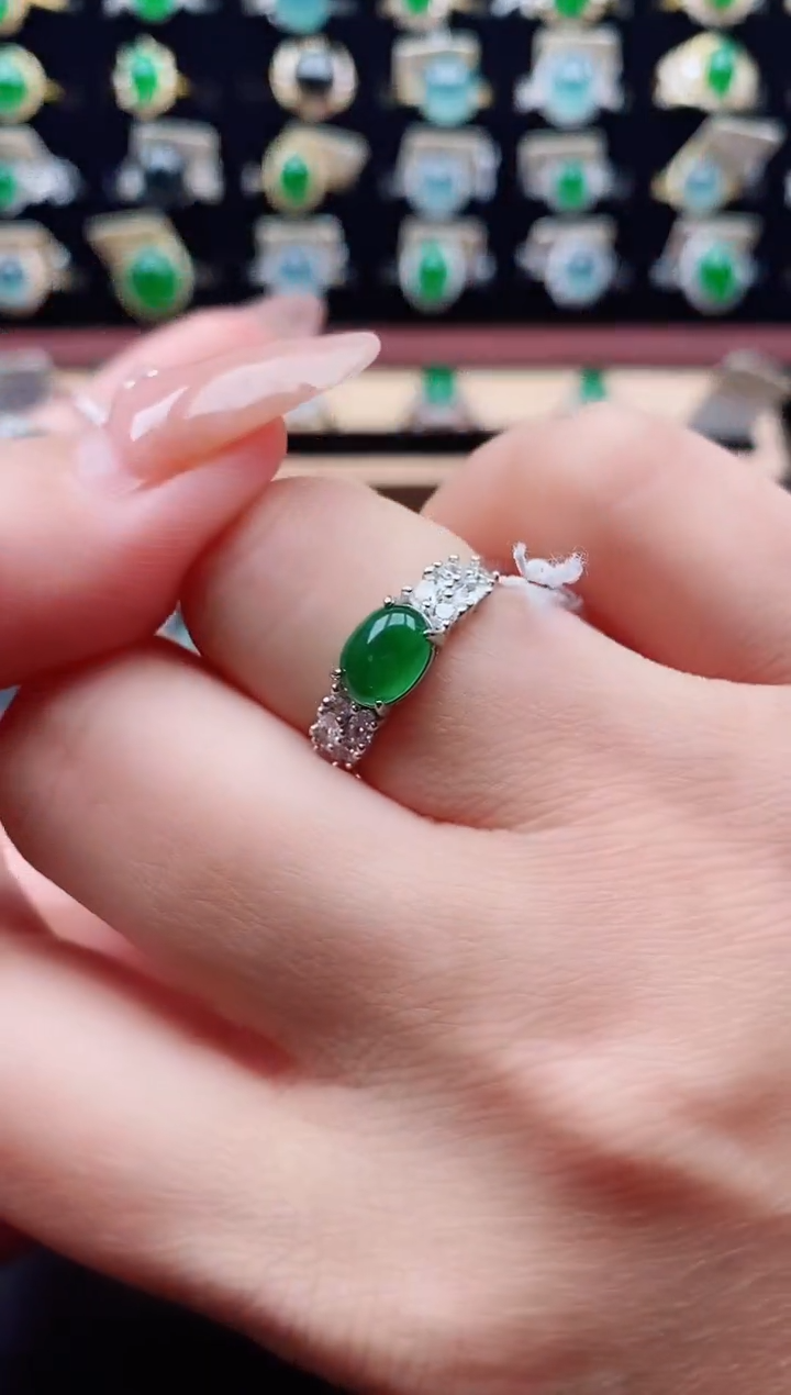 银S925镶嵌戒指翡翠1