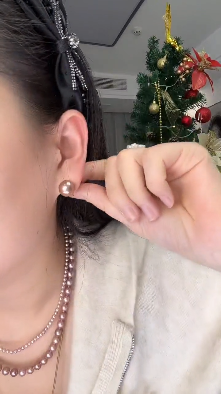 无925银12-14正圆紫珠耳钉