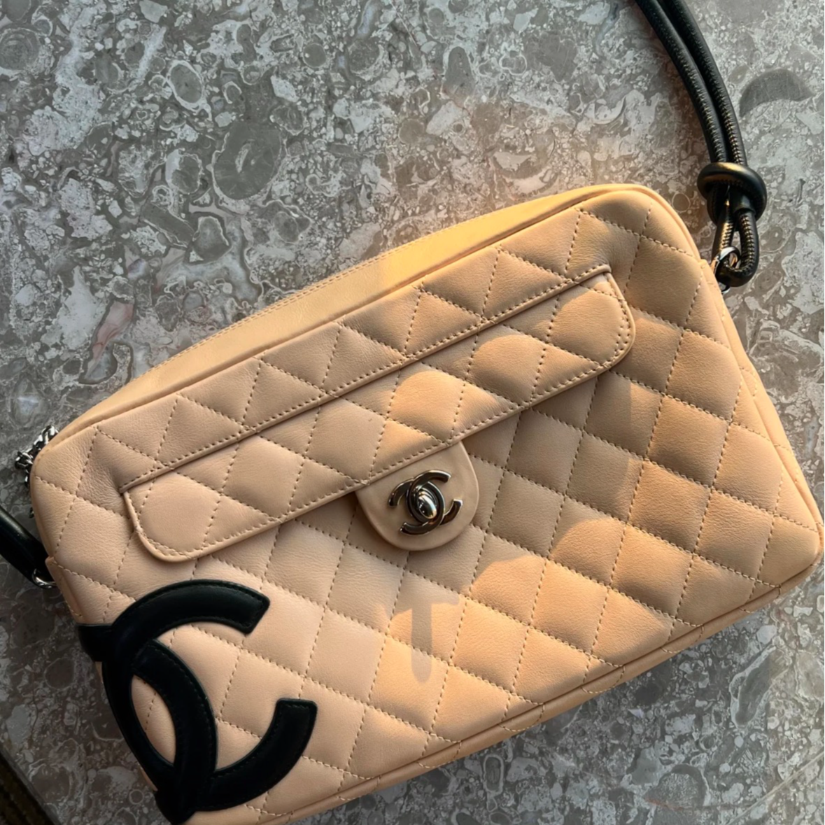 95新 Chanel/香奈儿 奶茶色康鹏保龄球单肩包