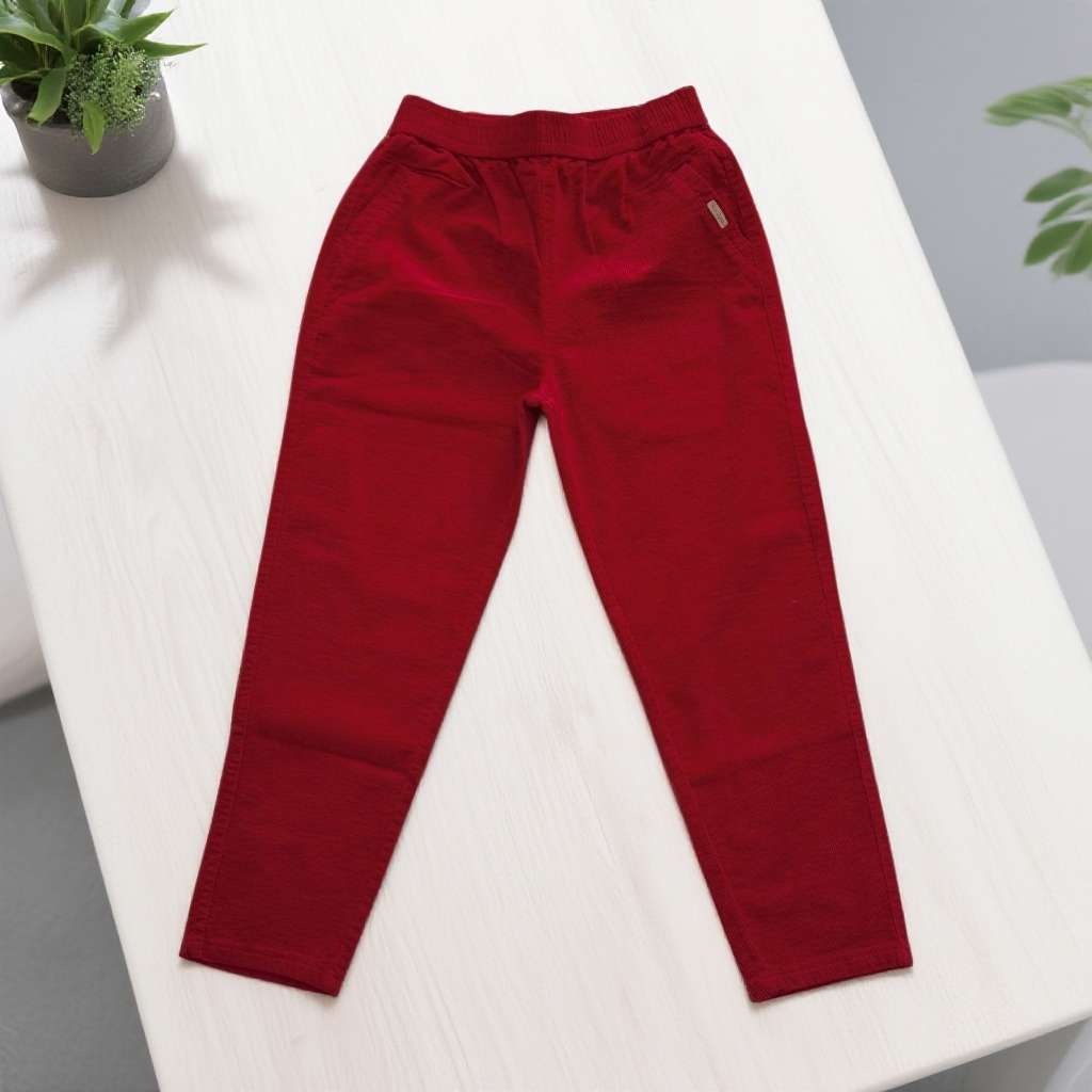 灯芯绒加厚微弹韩版休闲直筒女裤中高腰好穿百搭款一年可穿三季