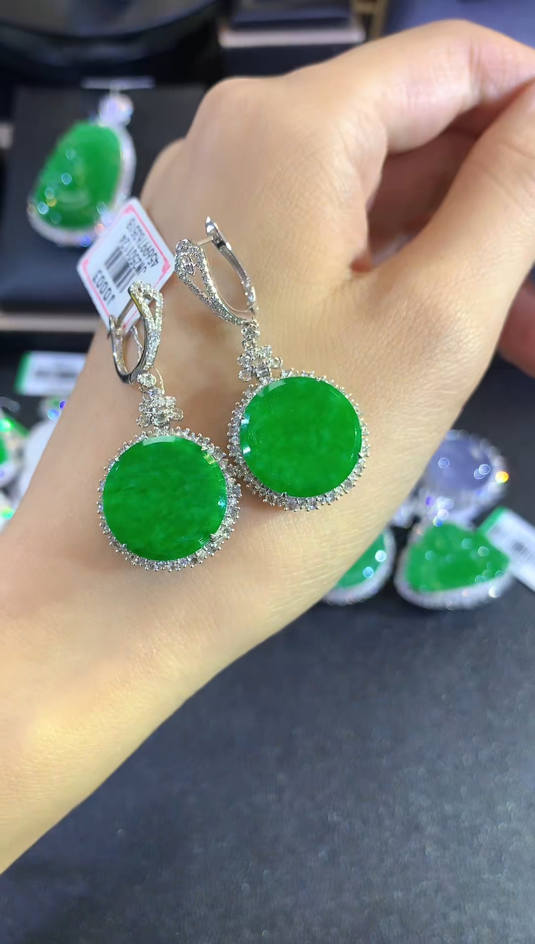 【闪购商品】翡翠耳饰18K金镶嵌a300         