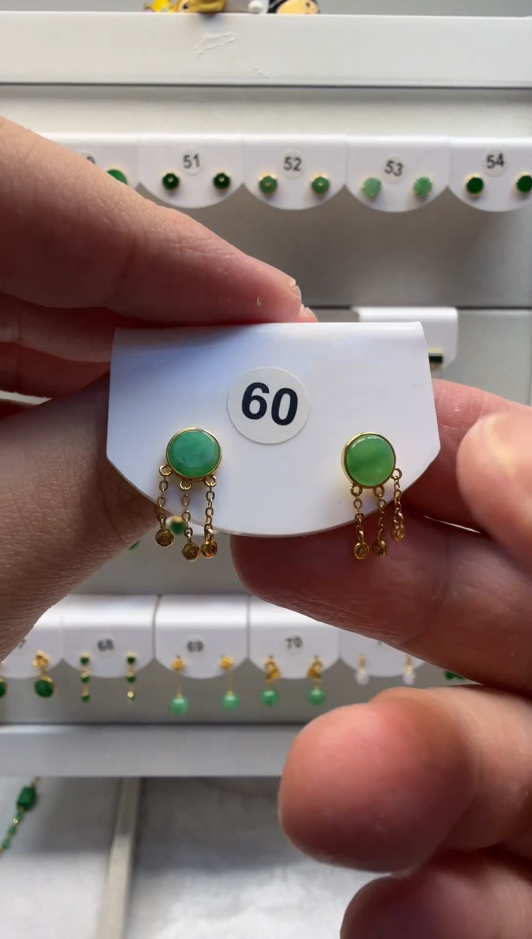 18K金镶嵌翡翠耳饰缅甸天然翡翠a货