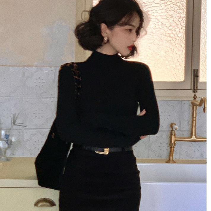 酒午经典返场9.5折高领针织上衣外穿打底衫长袖套头毛衣KLF2087