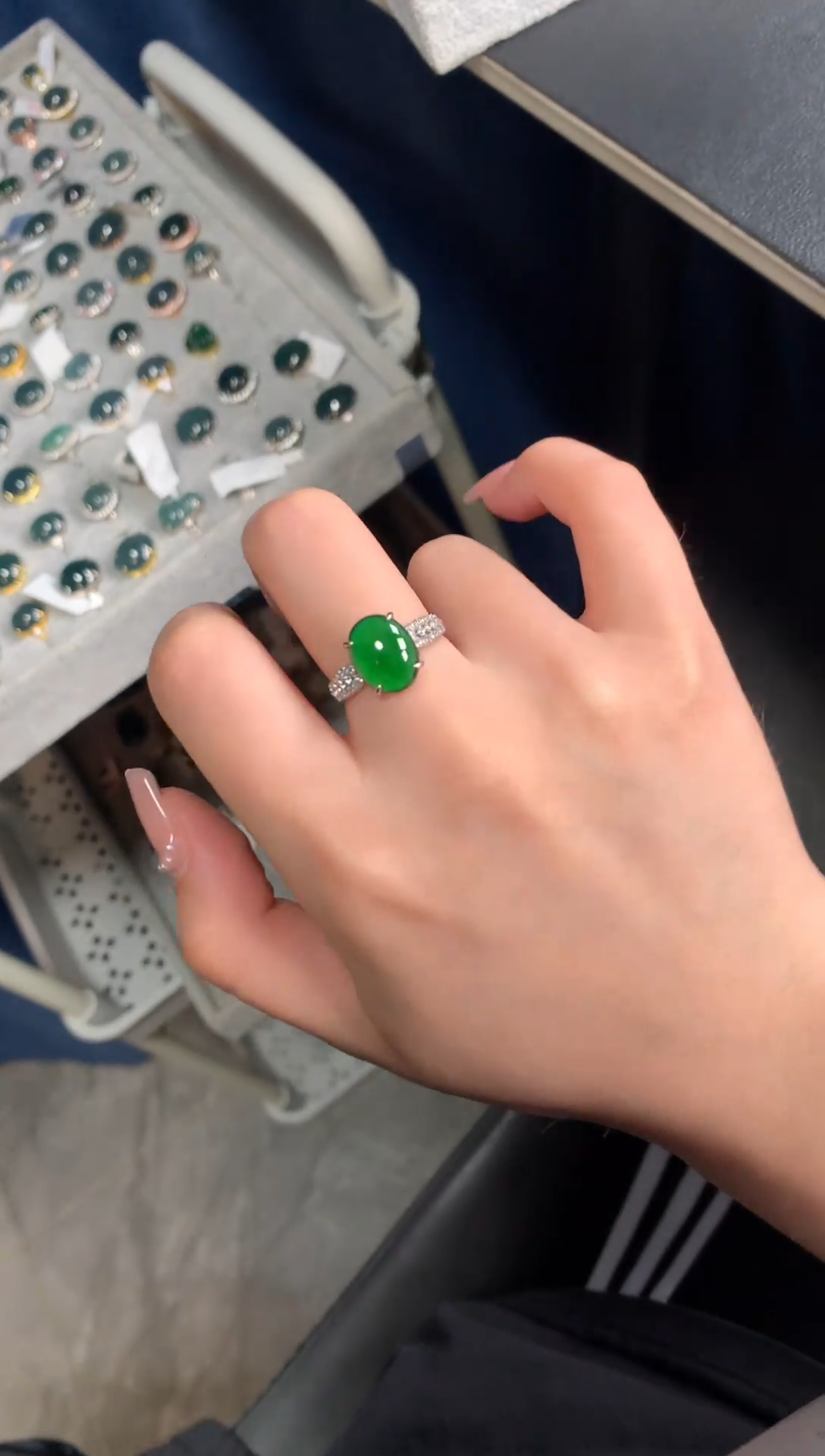 【闪购商品】翡翠戒指银S925镶嵌52141