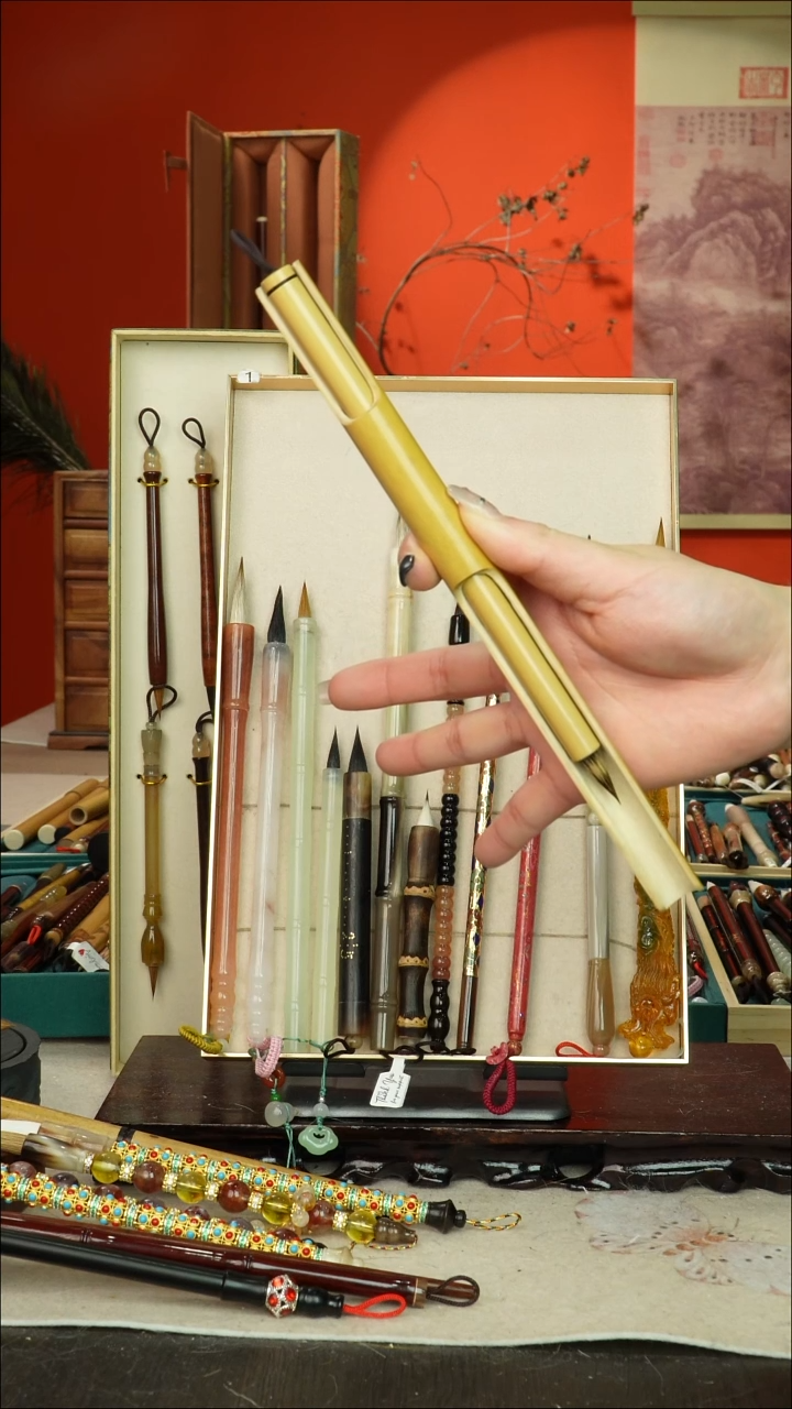 189号闪孤品高货毛笔链接 清水试笔 蘸墨不退