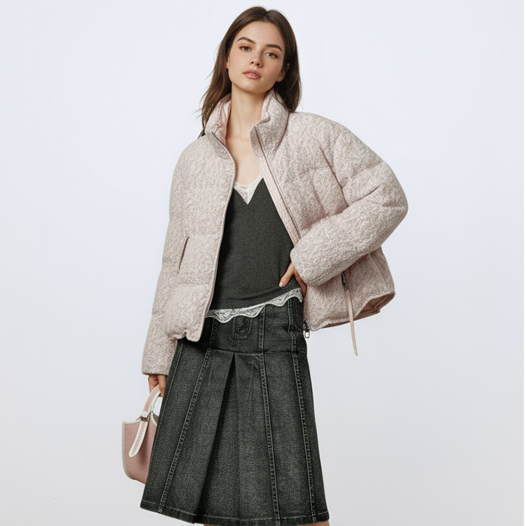 《航睿服饰》小香风立领短款羽绒服女秋冬保暖宽松显瘦外套8619