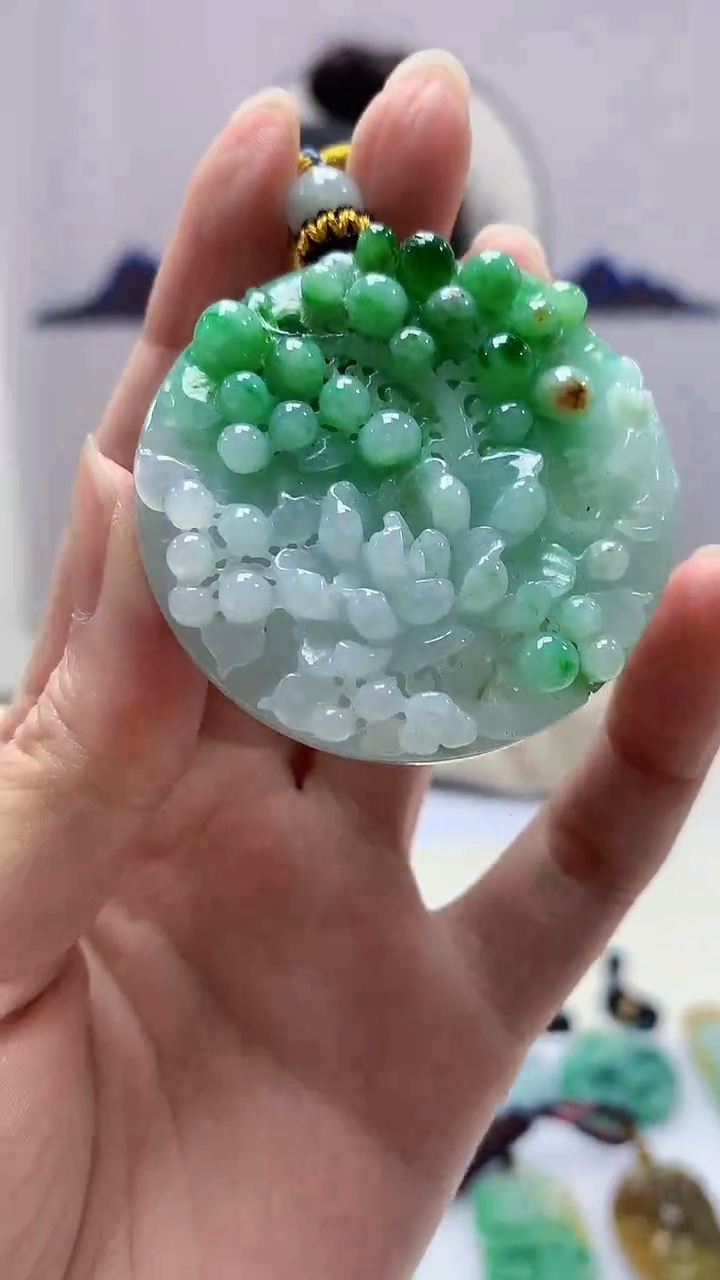 【闪购商品】定制翡翠未镶嵌4902zm-毛货挂件花牌210