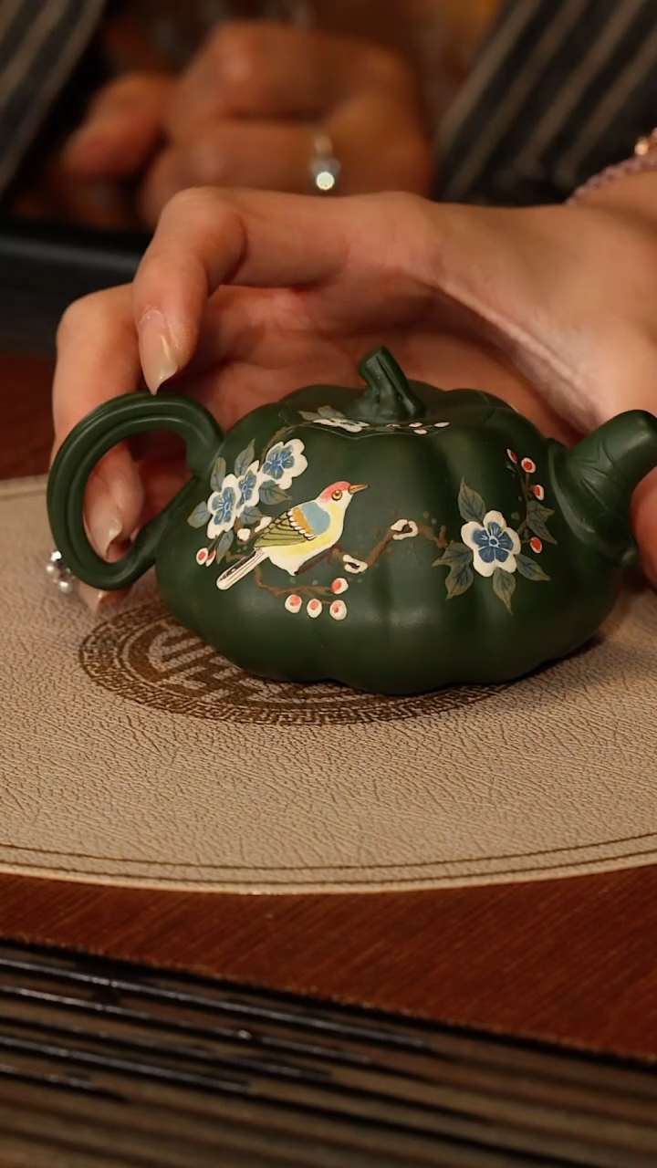 茶壶紫砂宜兴紫砂PQZ 绿泥 南瓜壶