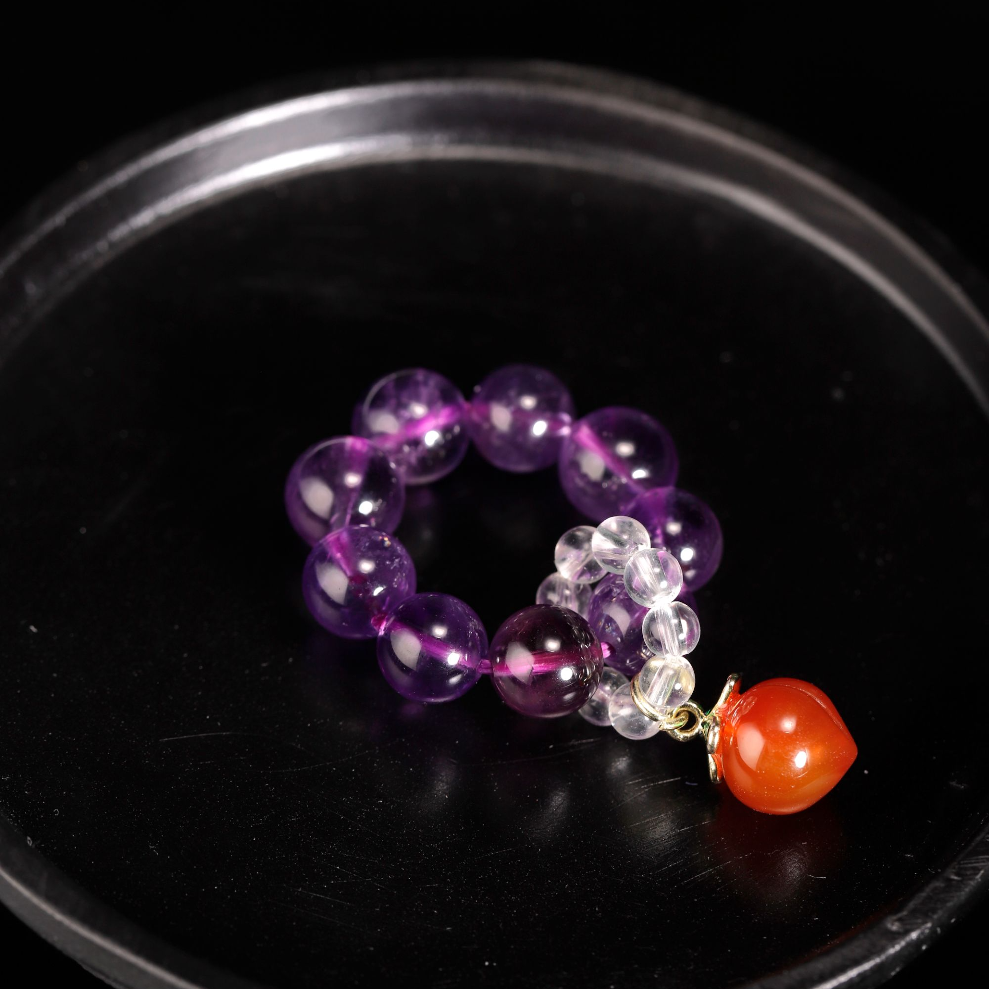 紫水晶手捻桃子挂件