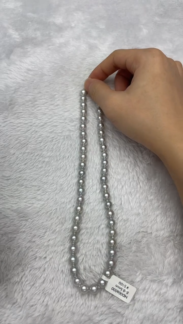 项链银S925镶嵌海水珍珠AK真多麻8-8.5mm