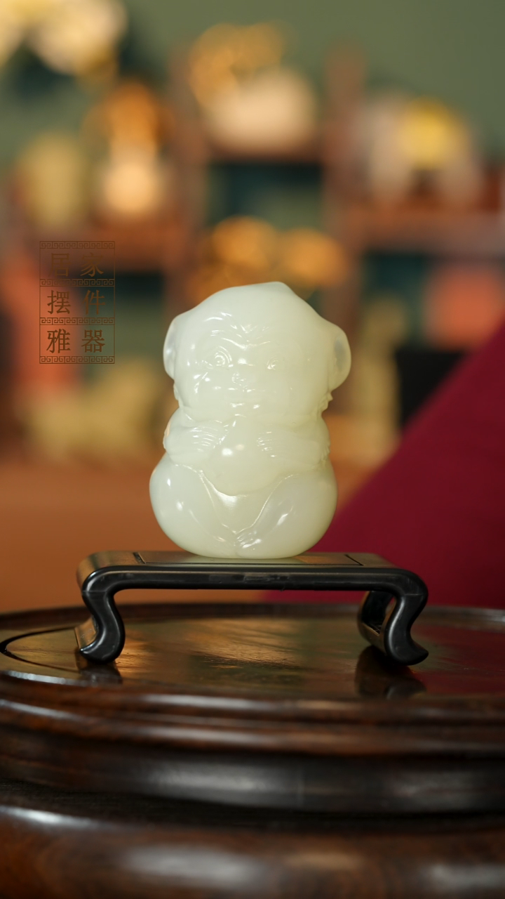 玉《灵猴献瑞》摆件