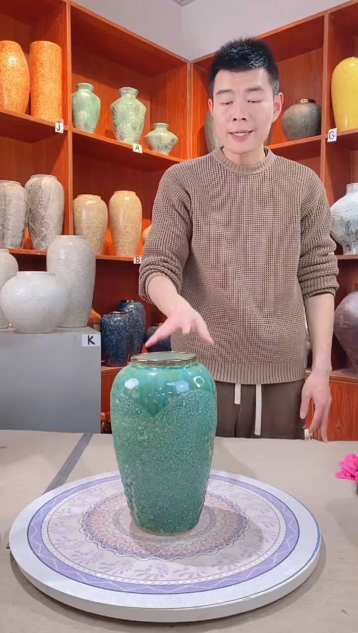 【闪购商品】瓶陶瓷花瓶 无花 微瑕 绿森林 中号