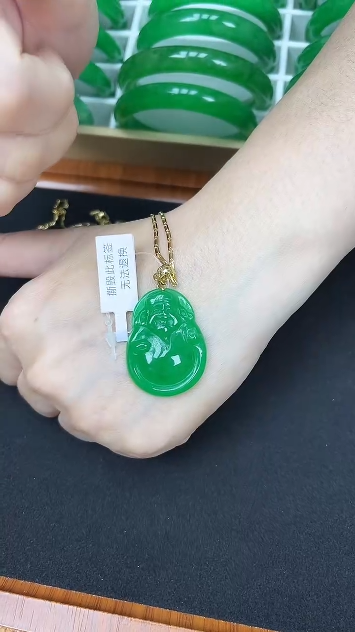 砖雕s17 正阳绿财神吊坠