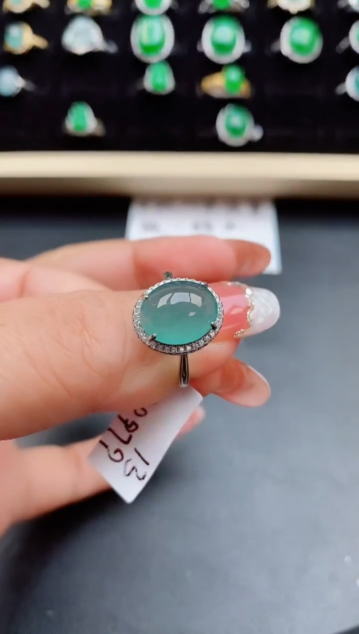 【闪购商品】翡翠戒指银S925镶嵌08000