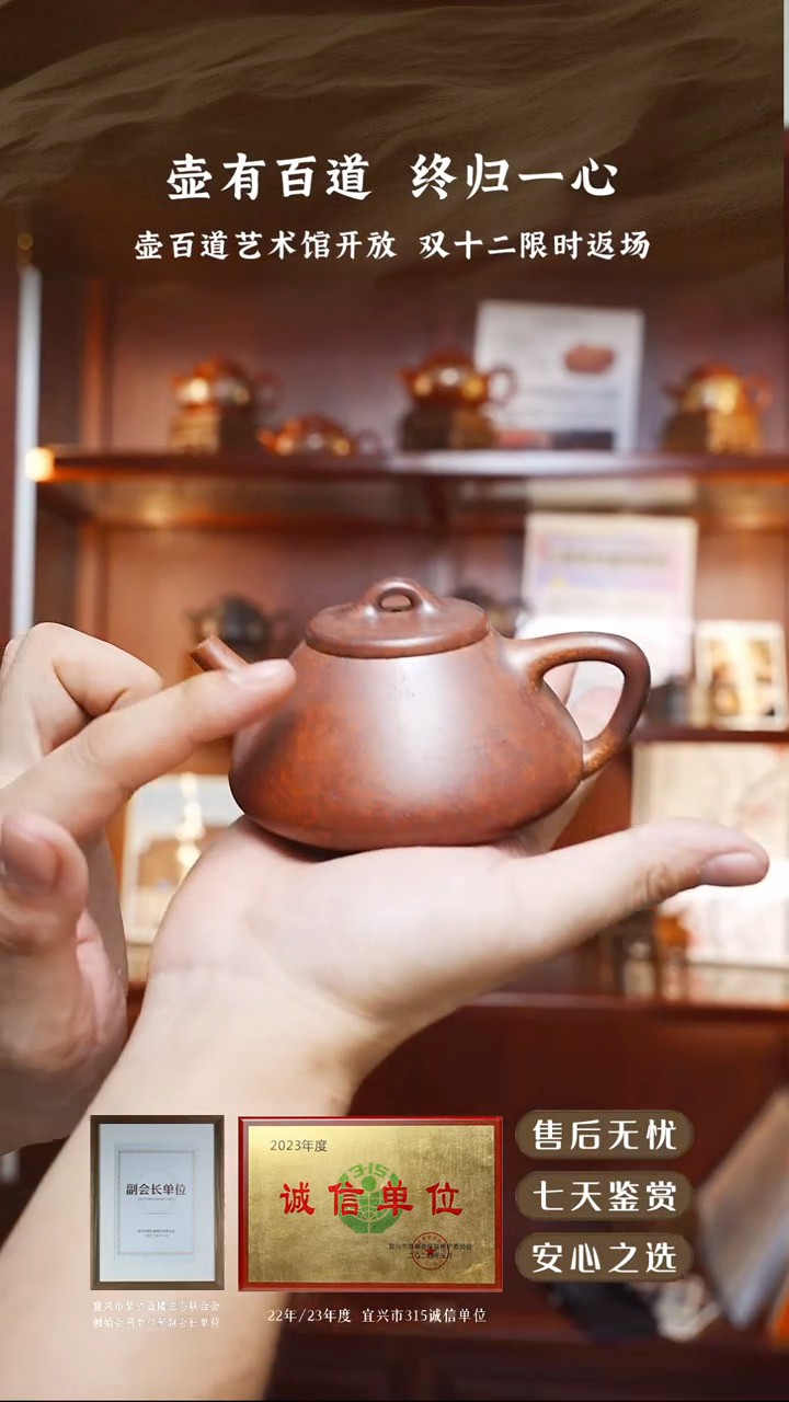 壶百道乌泥柴烧子冶石瓢220cc