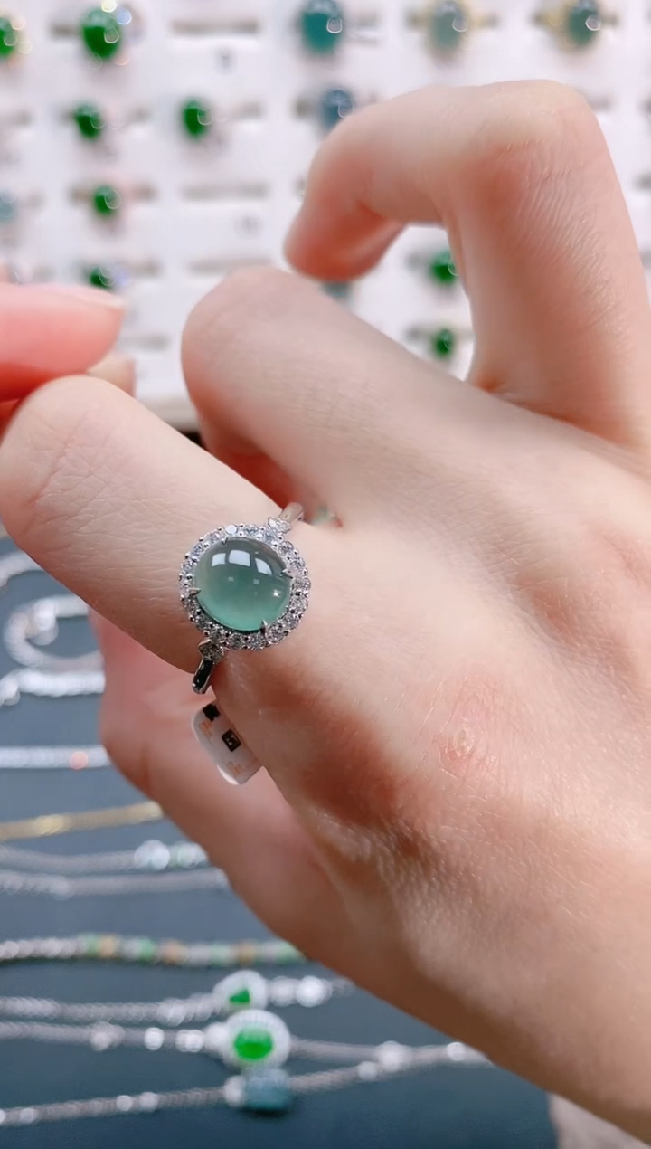 【闪购商品】翡翠戒指银S925镶嵌天然翡翠