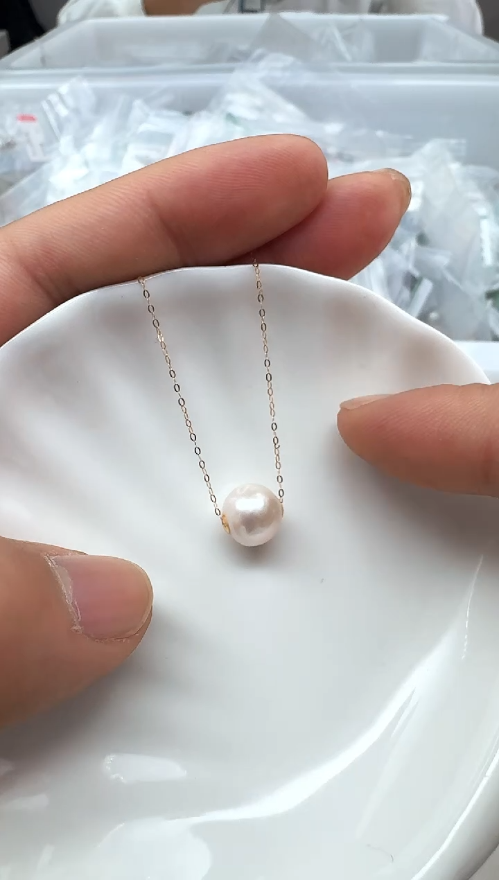 【闪购商品】淡水珍珠AQ18K金镶嵌珍珠路路通送金链@@GP824