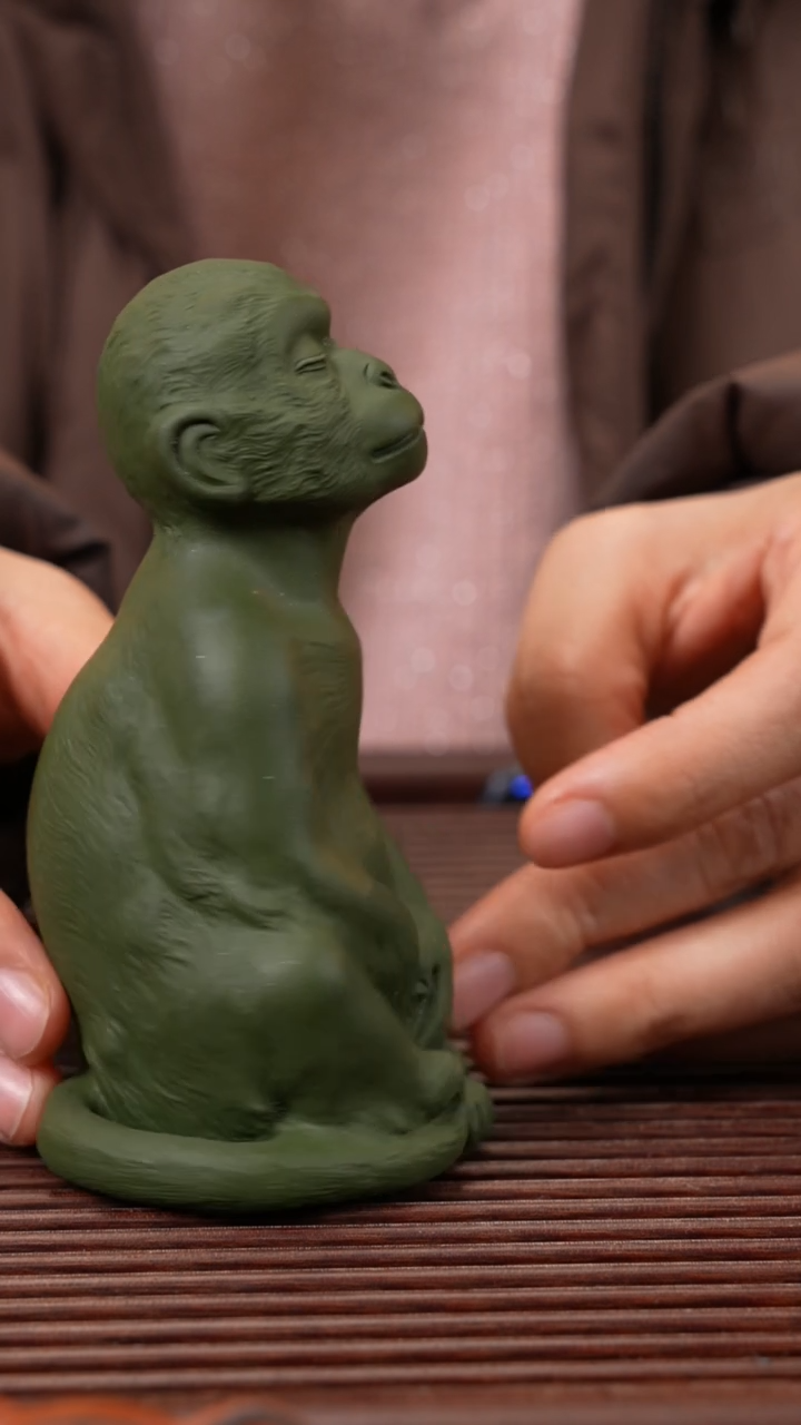 【闪购商品】紫砂茶宠绿泥老猴