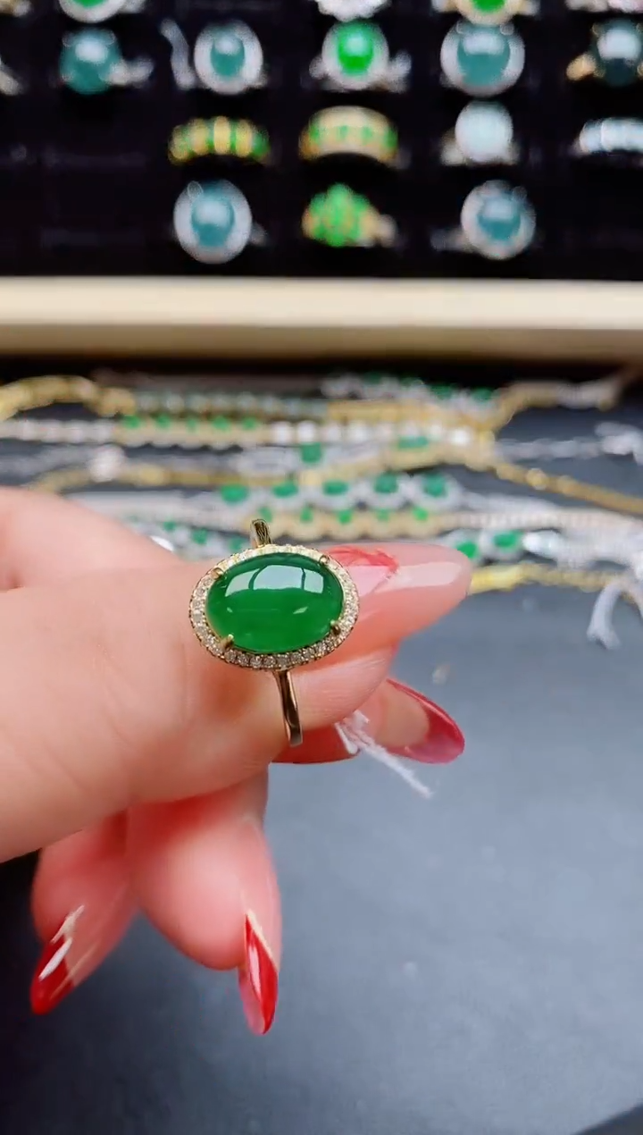 【闪购商品】翡翠戒指银S925镶嵌50850