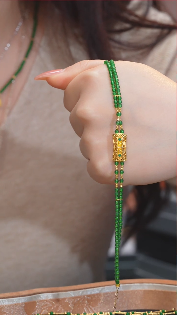 【闪购商品】翡翠手链18K金镶嵌@@W9450