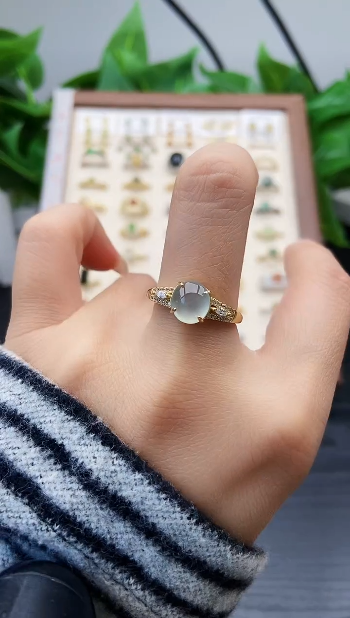 银S925镶嵌戒指翡翠12